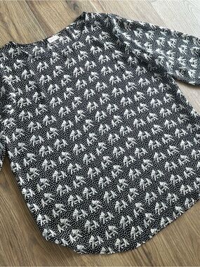 Pixley Black and Cream Elephant Print Top